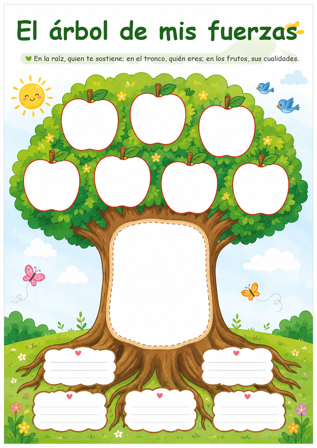 El árbol de mis fuerzas — Red de apoyo, identidad y cualidades