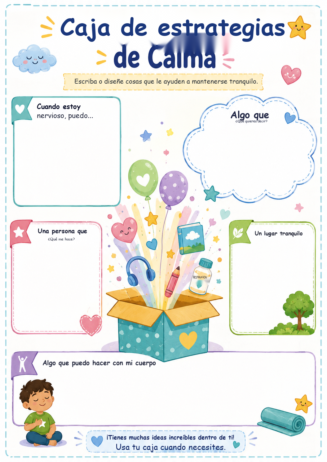 Caja de estrategias de calma — Repertorio de recursos de autorregulación