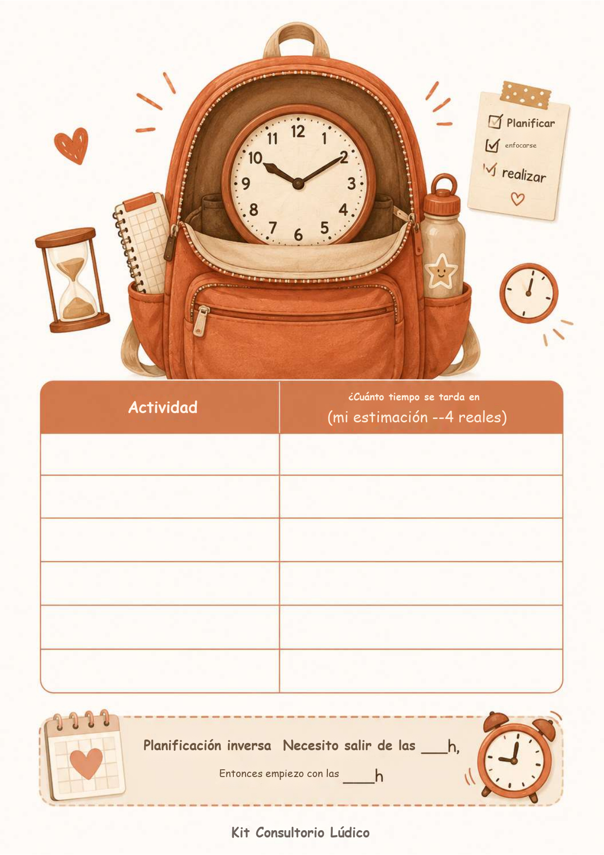 La mochila del tiempo — Planificación y gestión del tiempo para TDAH